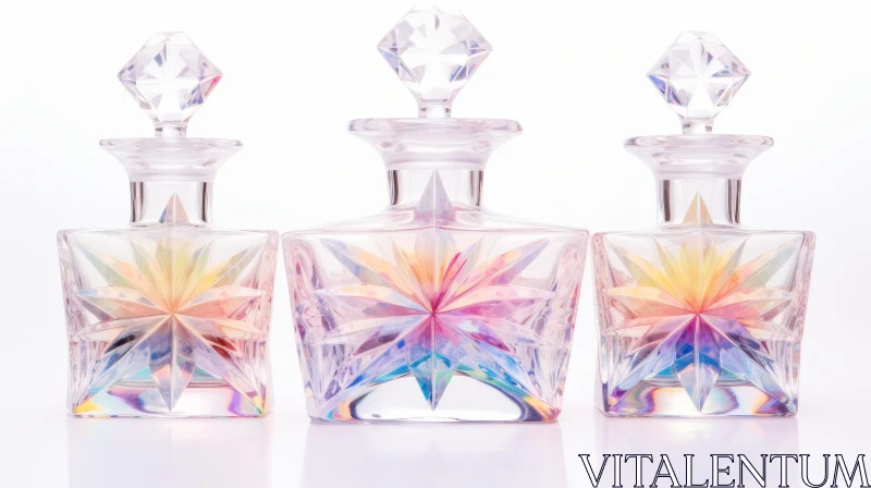 Glass Perfume Bottles with Diamond Stoppers AI Image