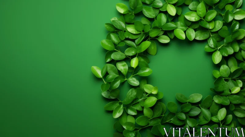 Green Leaves Circle Background AI Image