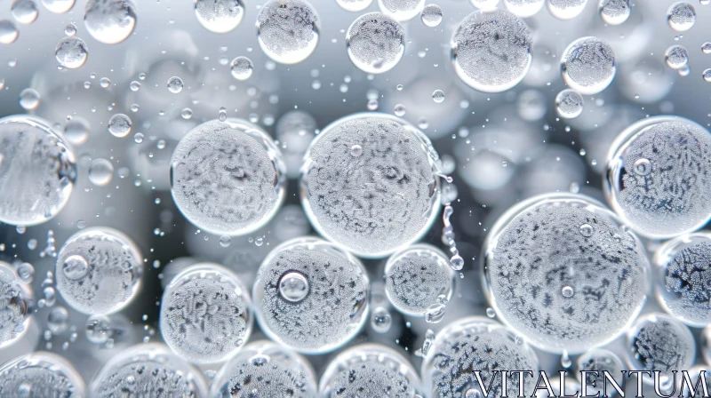 Serene Water Bubbles Cluster on Gray Background AI Image