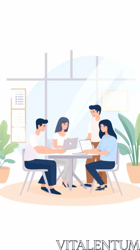 Diverse Group Working Together | Office Collaboration Scene AI Image