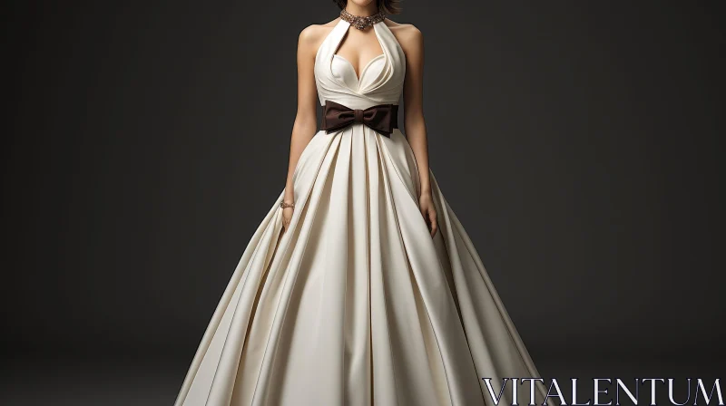 Elegant Bride in White Wedding Dress AI Image
