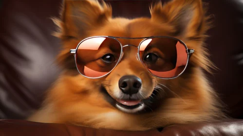 Happy Dog Portrait with Aviator Sunglasses
