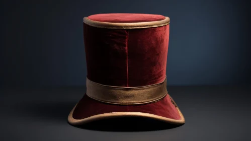 Luxurious Red Velvet Hat with Gold Band - 3D Rendering