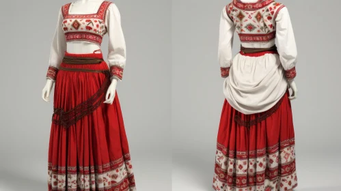 Vintage Woman's Folk Costume from 19th Century Eastern Europe