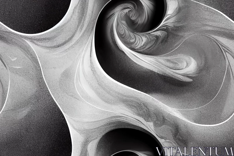 Captivating Black and White Abstract Painting with Swirls | Focus Stacking Technique AI Image