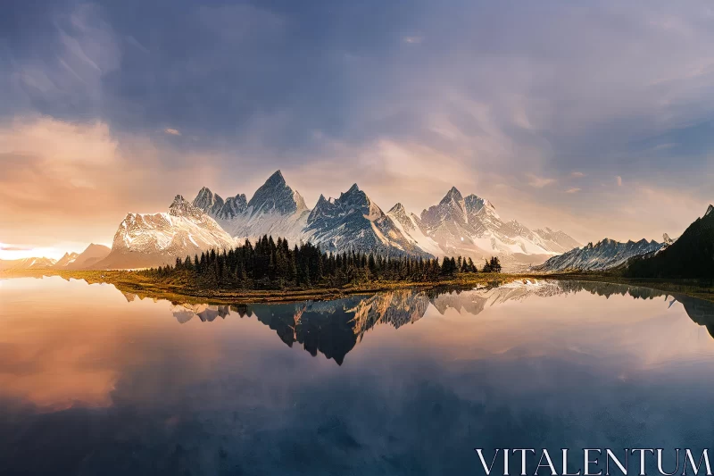 Captivating Mountain Reflection in Water | Panoramic Scale AI Image