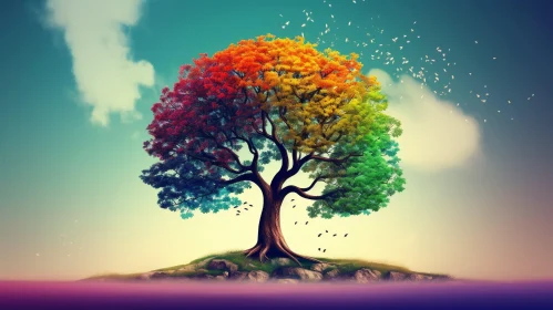 Colorful Tree Surreal Art