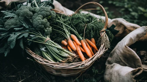 Fresh Organic Vegetables in Wicker Basket
