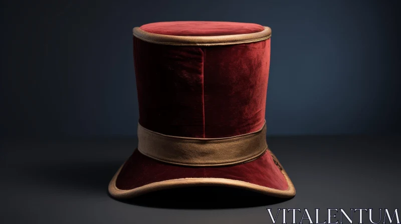 AI ART Luxurious Red Velvet Hat with Gold Band - 3D Rendering