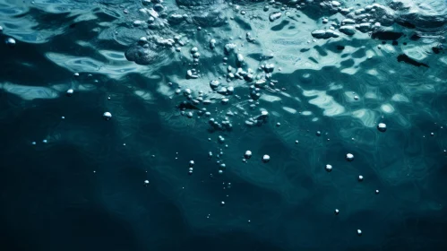 Blue Water Surface with Bubbles - Captivating Water Photography