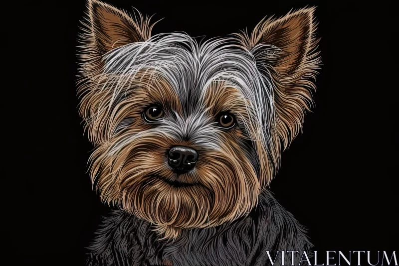Captivating Stylized Artwork of a Yorkshire Terrier Puppy AI Image