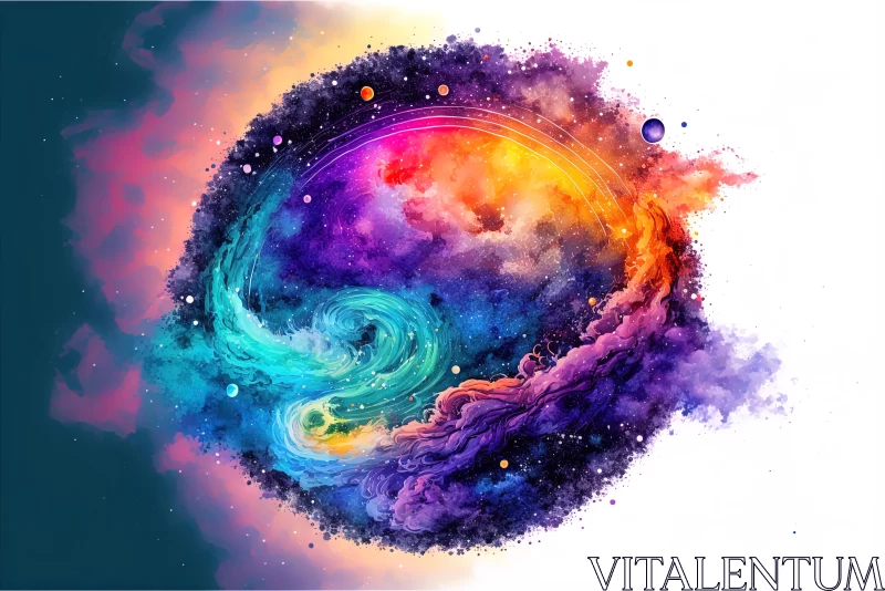 Colorful and Artistic Painting of Swirling Clouds | Cosmic Landscape AI Image