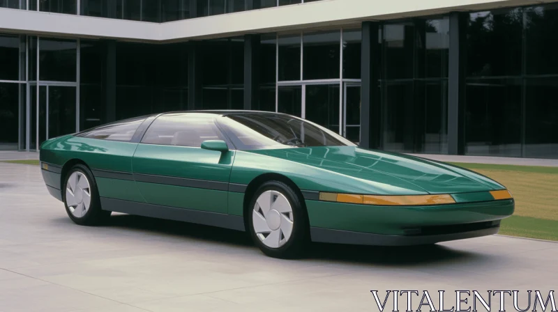 Green Colored Car with Short Headlights and Bold Structural Designs AI Image