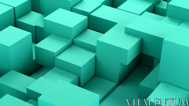 Green Cubes Abstract Geometric Background AI Image