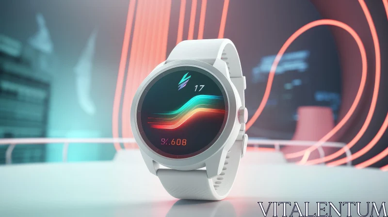 AI ART Smartwatch 3D Rendering with Digital Display