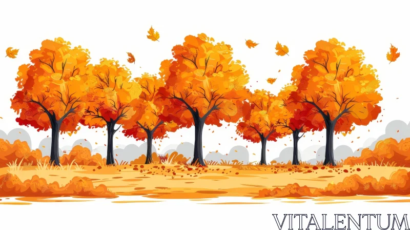 Autumn Forest Digital Painting - Serene Nature Artwork AI Image
