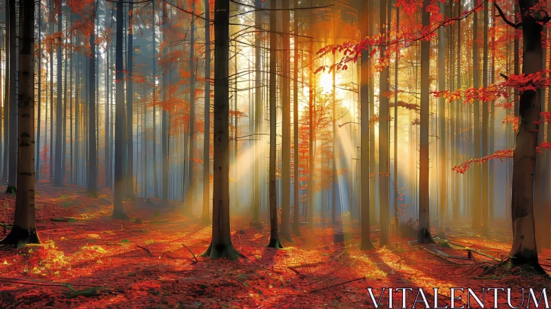 Enchanting Fall Forest Landscape AI Image