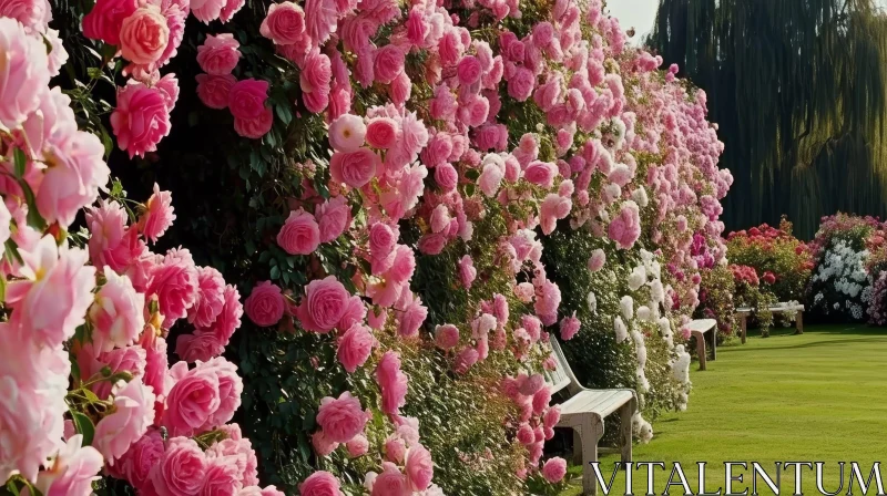 Enchanting Pink Rose Garden AI Image