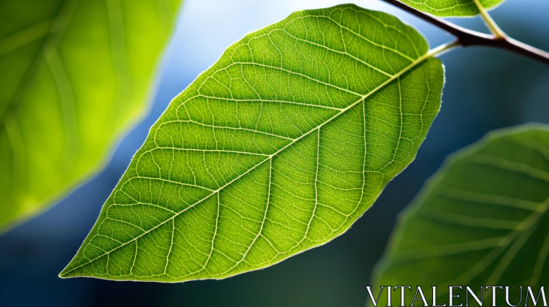 AI ART Green Leaf Macro Photography - Detailed Close-Up Shot
