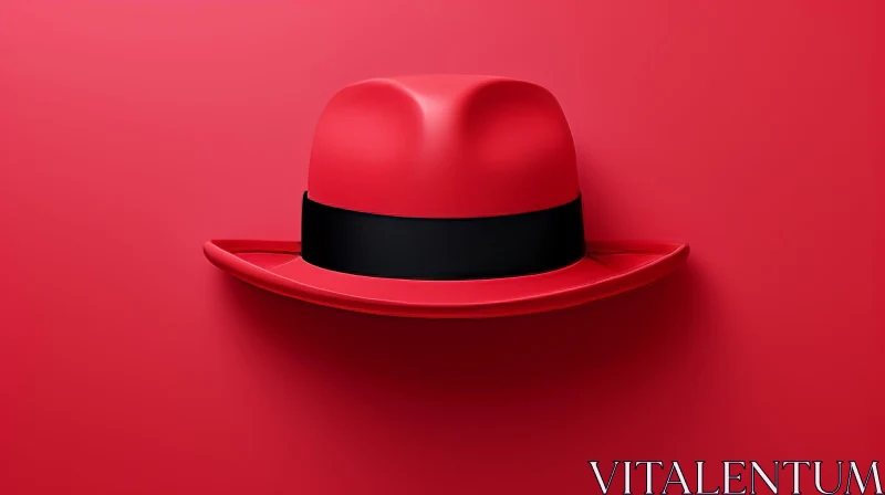 AI ART Red Fedora Hat 3D Rendering on Vibrant Background