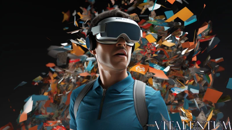 Virtual Reality Experience - Colorful 3D Shapes - Young Male AI Image