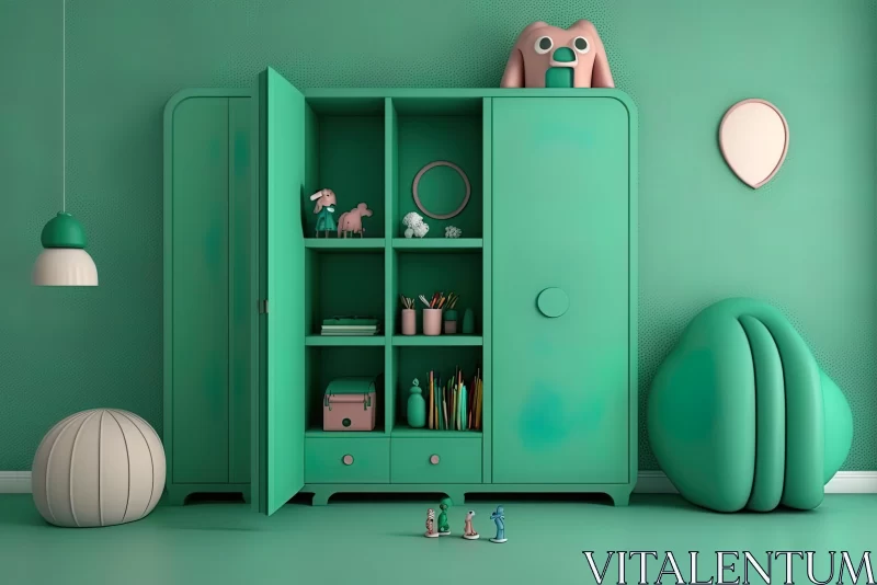 Whimsical Children's Room in Vintage Minimalism Style AI Image