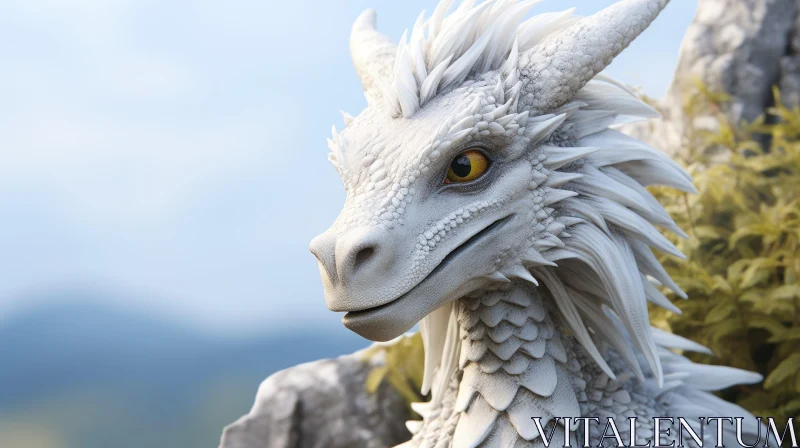 AI ART White Dragon 3D Rendering - Majestic Fantasy Creature