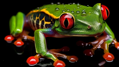 Colorful Red-Eyed Tree Frog Close-Up