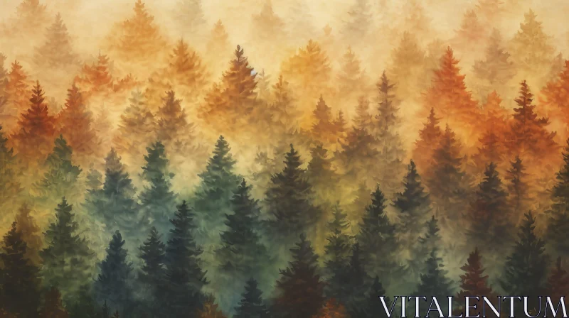 Enchanting Misty Forest Landscape AI Image