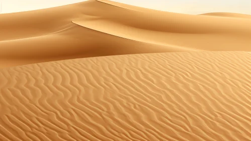 Golden Sand Dunes in Desert under Blue Sky