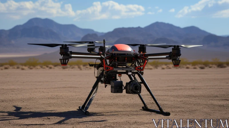 Hexacopter Drone in Desert Landscape AI Image