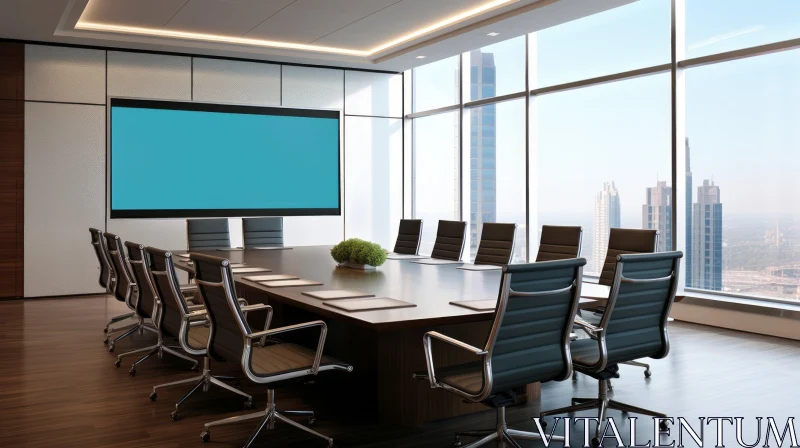 AI ART Modern Boardroom with City View