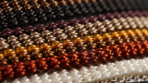 Multicolored Knitted Fabric with Metallic Yarn Stripes