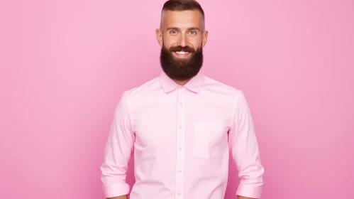 Smiling Man Portrait in Pink Shirt