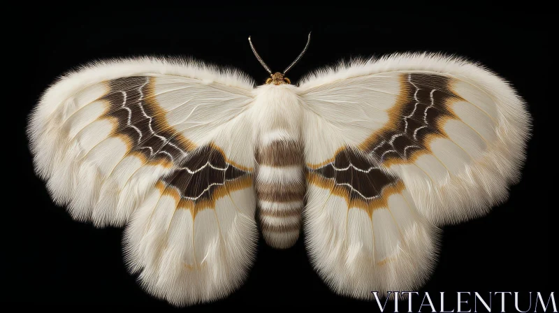 AI ART White Moth with Black and Brown Markings - Nature's Beauty
