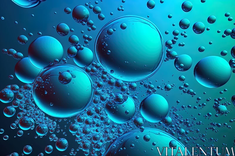 Blue Water Bubbles in Hyper-Realistic Oil Style - Mesmerizing Artwork AI Image
