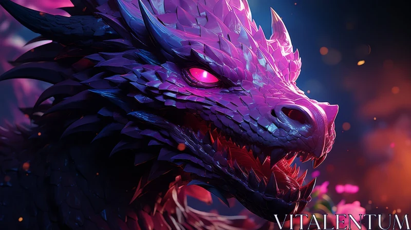 AI ART Purple Dragon Digital Painting