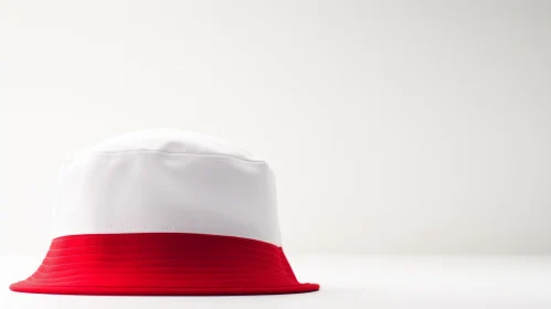 Red and White Cotton Bucket Hat on White Background