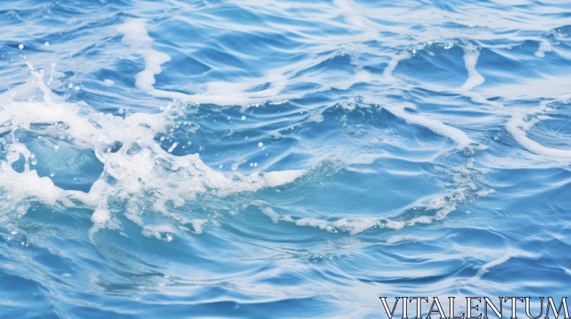 AI ART Tranquil Blue Sea Water with Waves and Sunlight