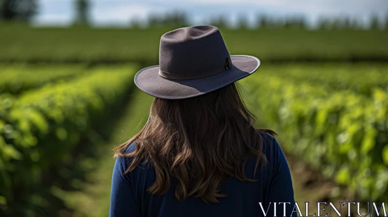 Woman in Vineyard - Nature's Beauty Captured AI Image