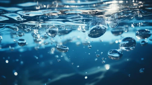 Blue Water Bubbles Close-up