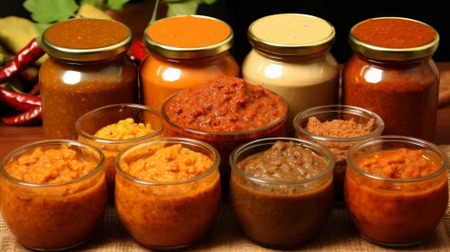 Colorful Sauces and Pastes in Jars - Culinary Delights