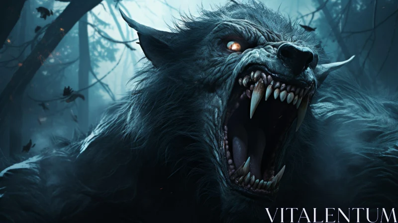 AI ART Menacing Werewolf in Dark Forest - Fantasy Art