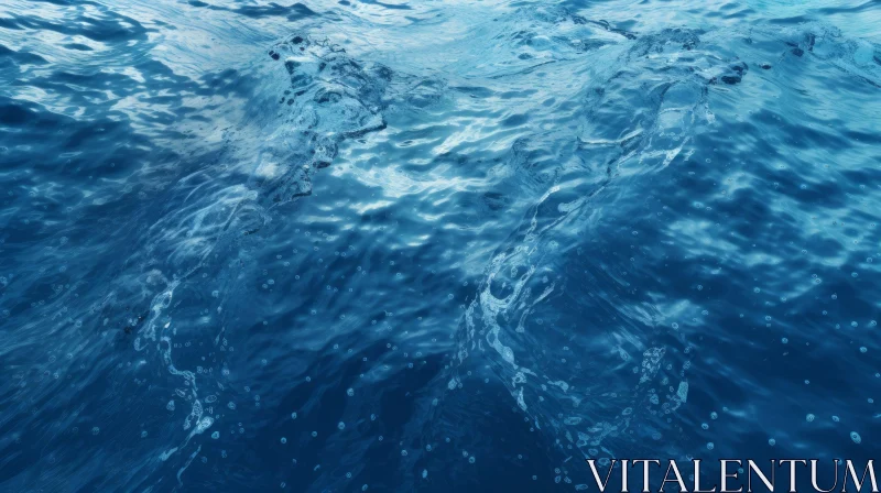 Ocean Blue Surface View | Water Ripples & Bubbles AI Image