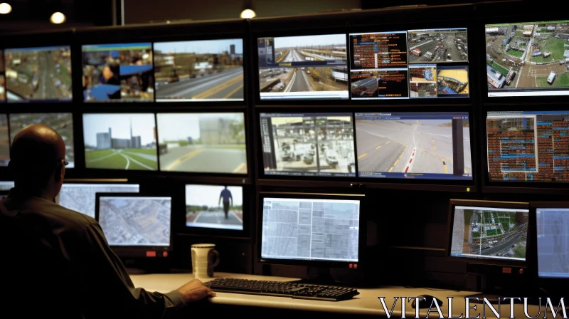 Security Guard Monitoring System - Building Surveillance Views AI Image