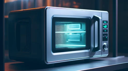 Sleek Silver Microwave Oven in Modern Kitchen