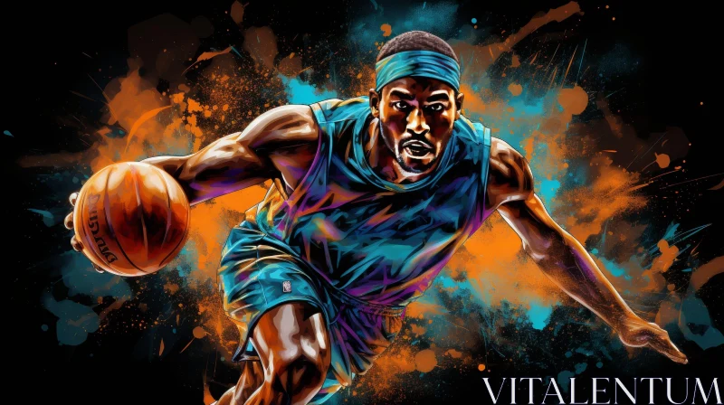 Basketball Player Digital Painting AI Image