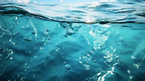 Blue Underwater Scene with Sunlight and Bubbles