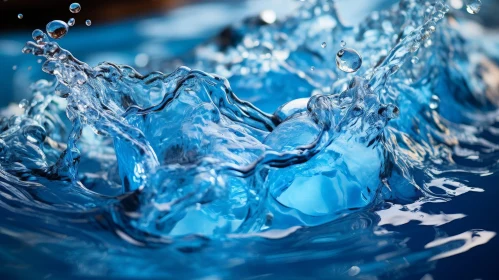 Clear Blue Water Droplets Splash - Close-Up Image