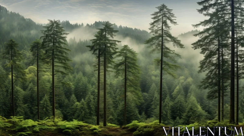 Enchanting Coniferous Forest Photography AI Image